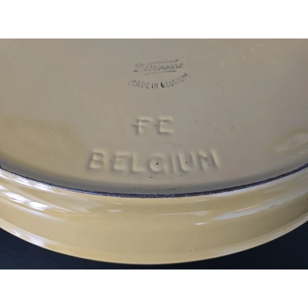 Vintage 60's Descoware Belgium 14H 34B‎ Enamel Cast Iron Casserole Yellow